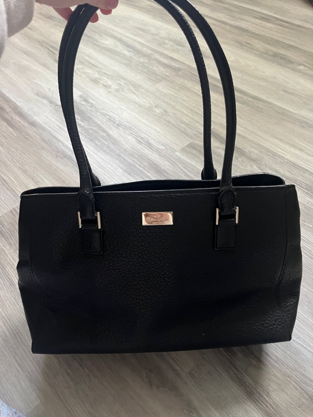 Kate Spade Black Leather Tote Bag with Double Handles
